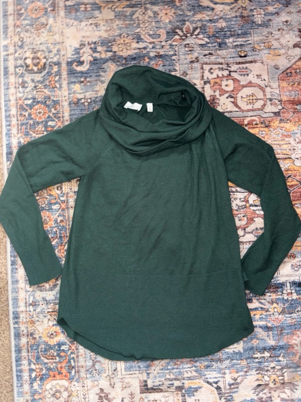 Cyrus Dark Green Cowl Neck Sweater Top